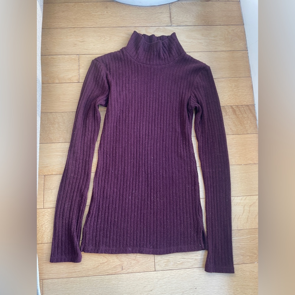 Aritzia Wilfred Free Ribbed Purple Turtleneck